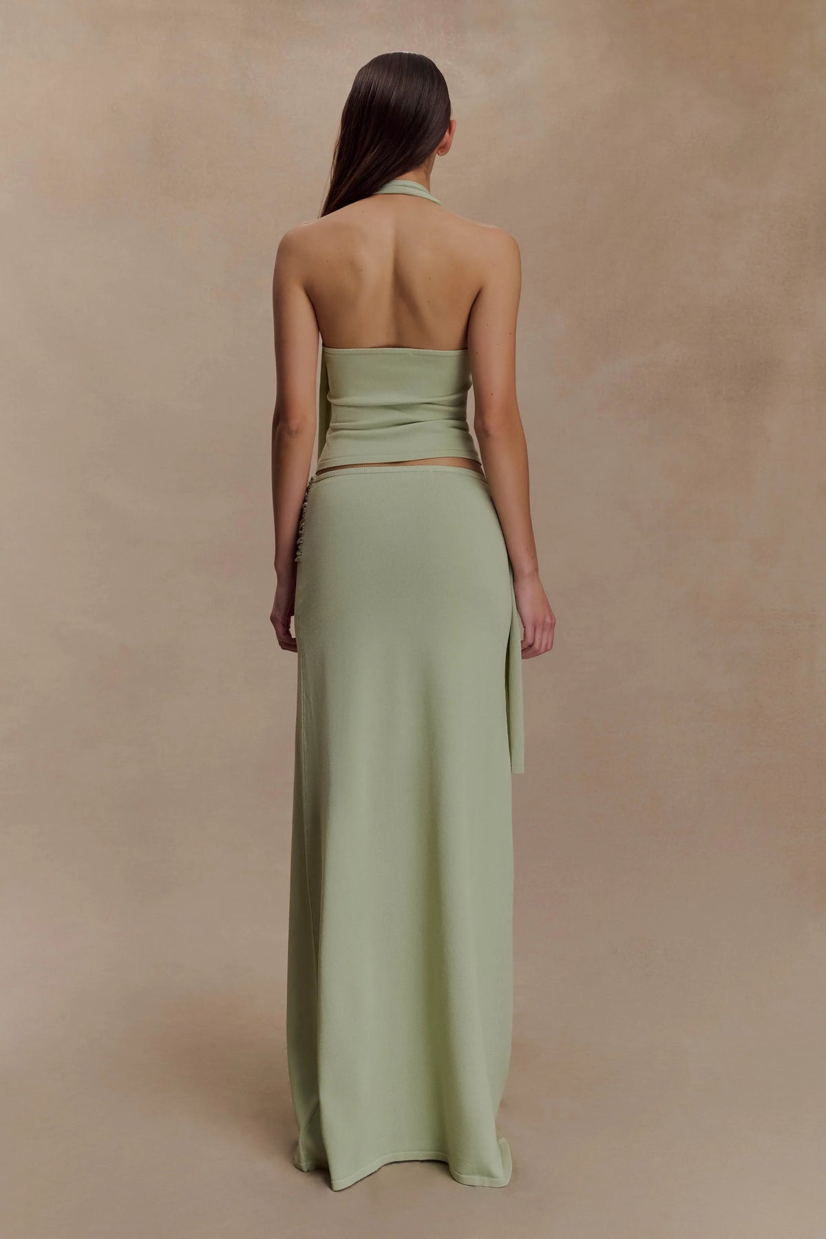 Bowie Low Rise Knit Maxi Skirt Pastel Green