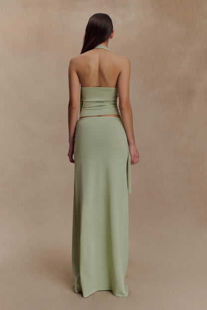 Bowie Low Rise Knit Maxi Skirt Pastel Green