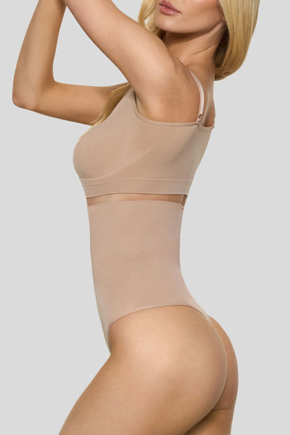 BOOMBA Beige High Waisted Thong Shapewear