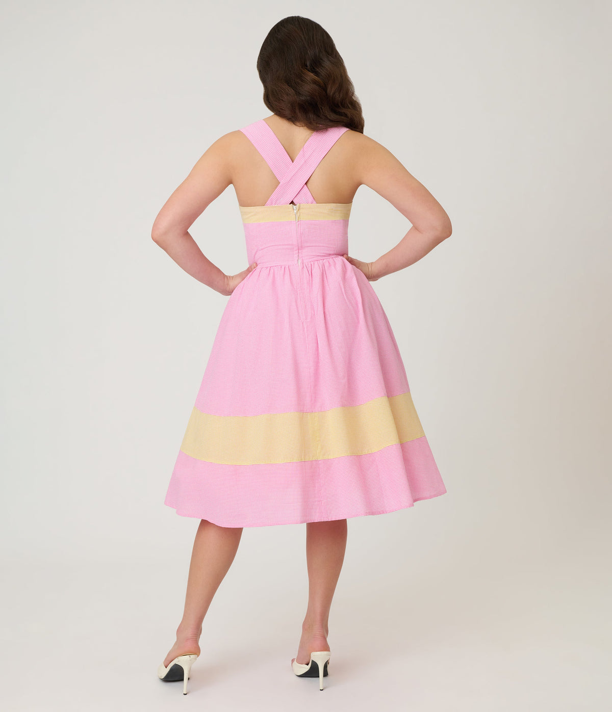 Barbie™ x Unique Vintage Picnic Pretty Gingham Swing Dress