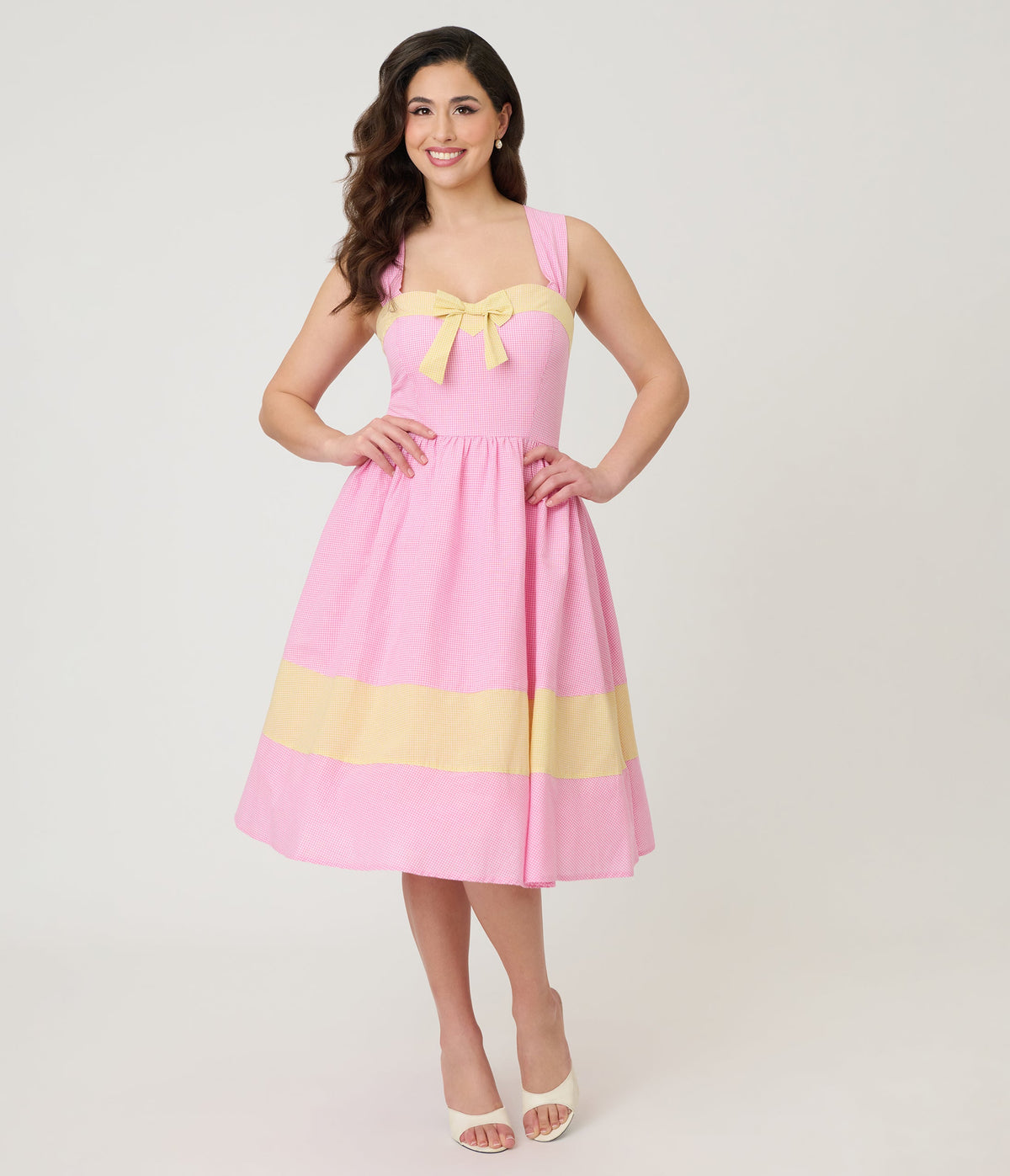 Barbie™ x Unique Vintage Picnic Pretty Gingham Swing Dress