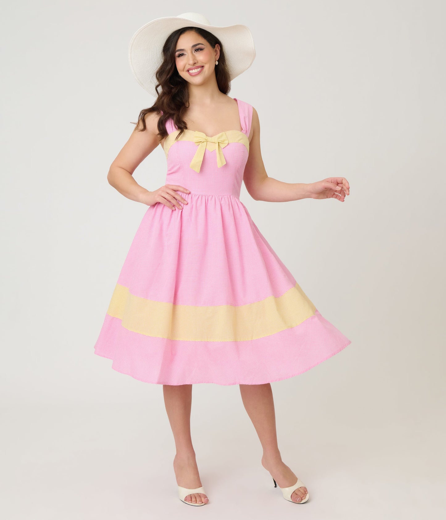 Barbie™ x Unique Vintage Picnic Pretty Gingham Swing Dress