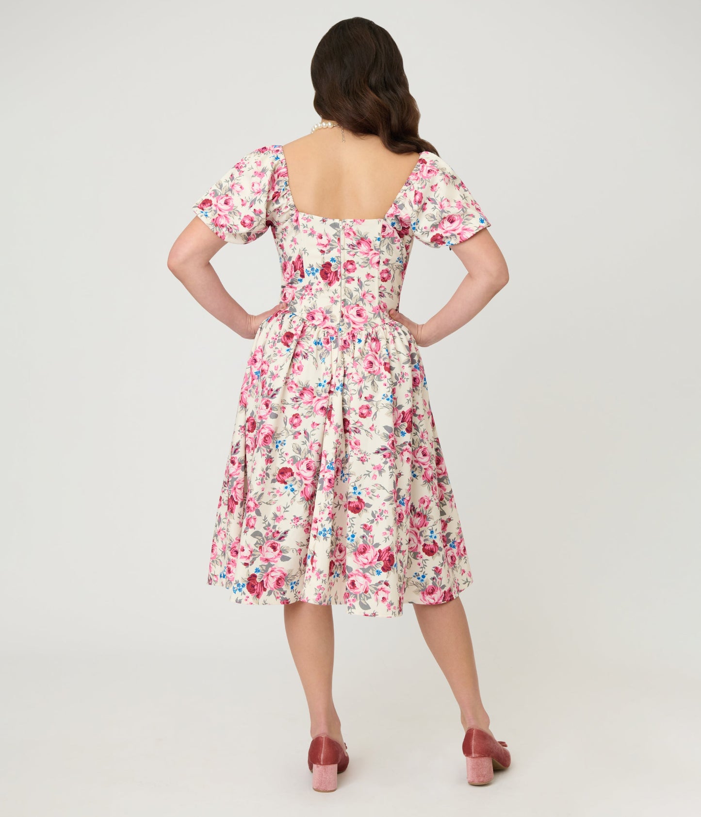 Smak Parlour Spring Roses Sweetheart Swing Dress