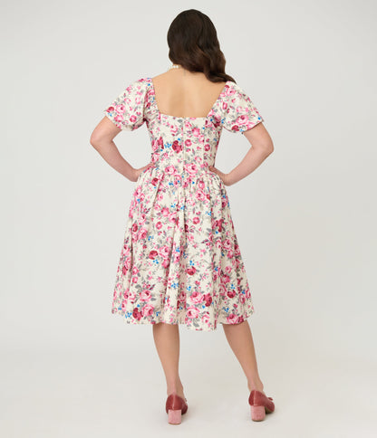 Smak Parlour Spring Roses Sweetheart Swing Dress