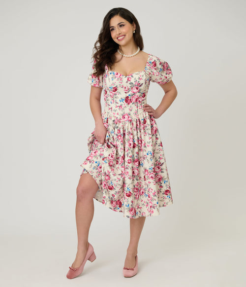 Smak Parlour Spring Roses Sweetheart Swing Dress