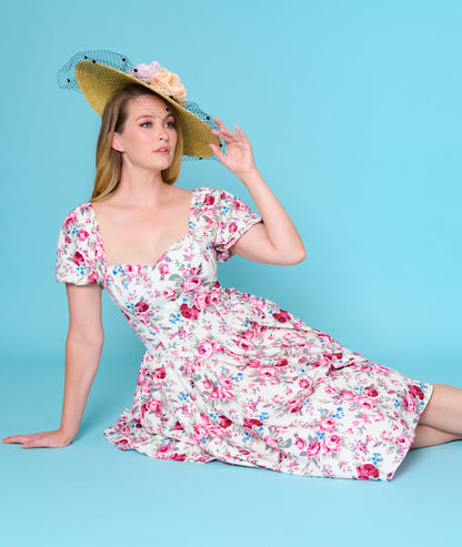 Smak Parlour Spring Roses Sweetheart Swing Dress