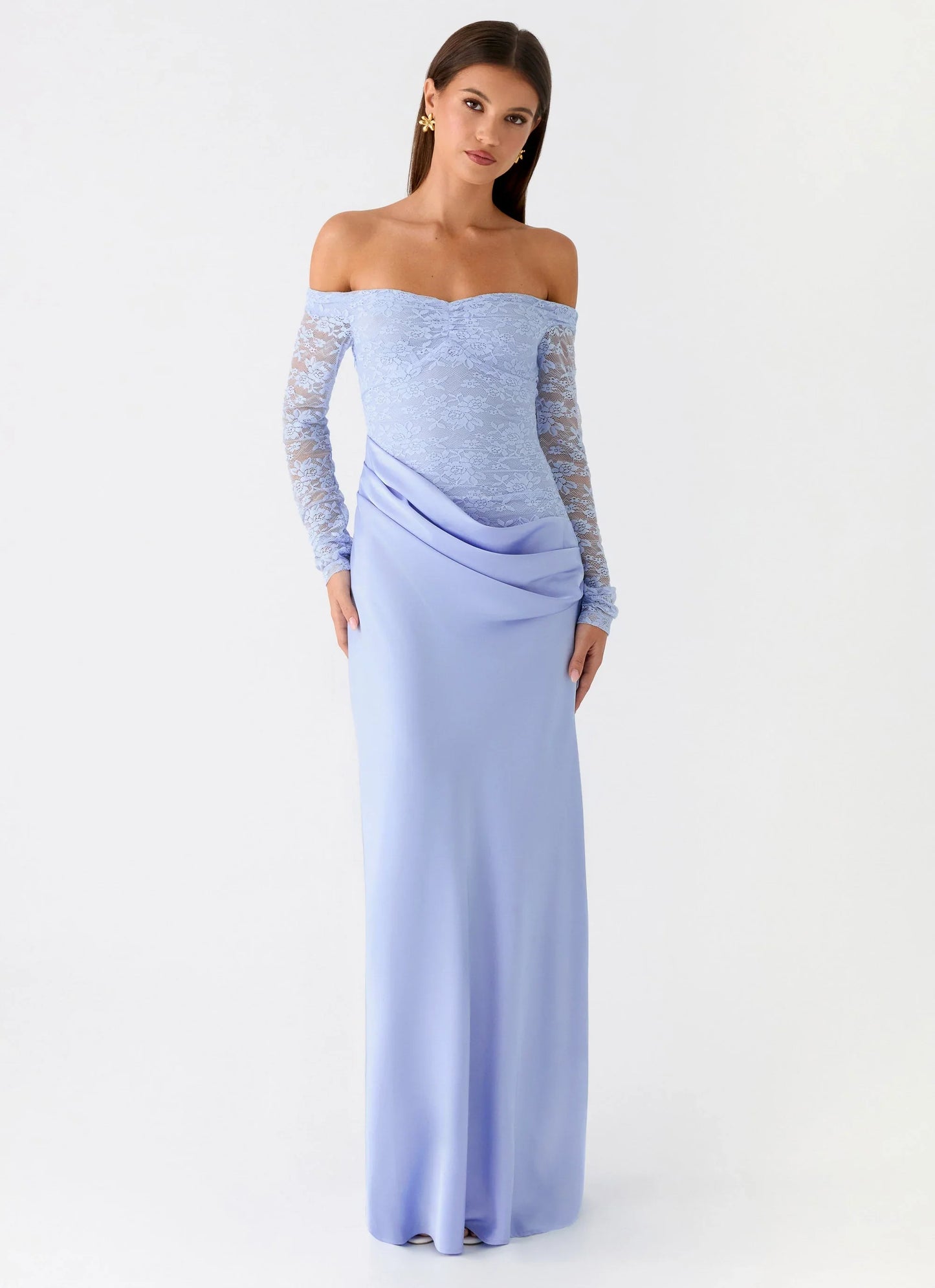 Burke Off Shoulder Maxi Dress Blue