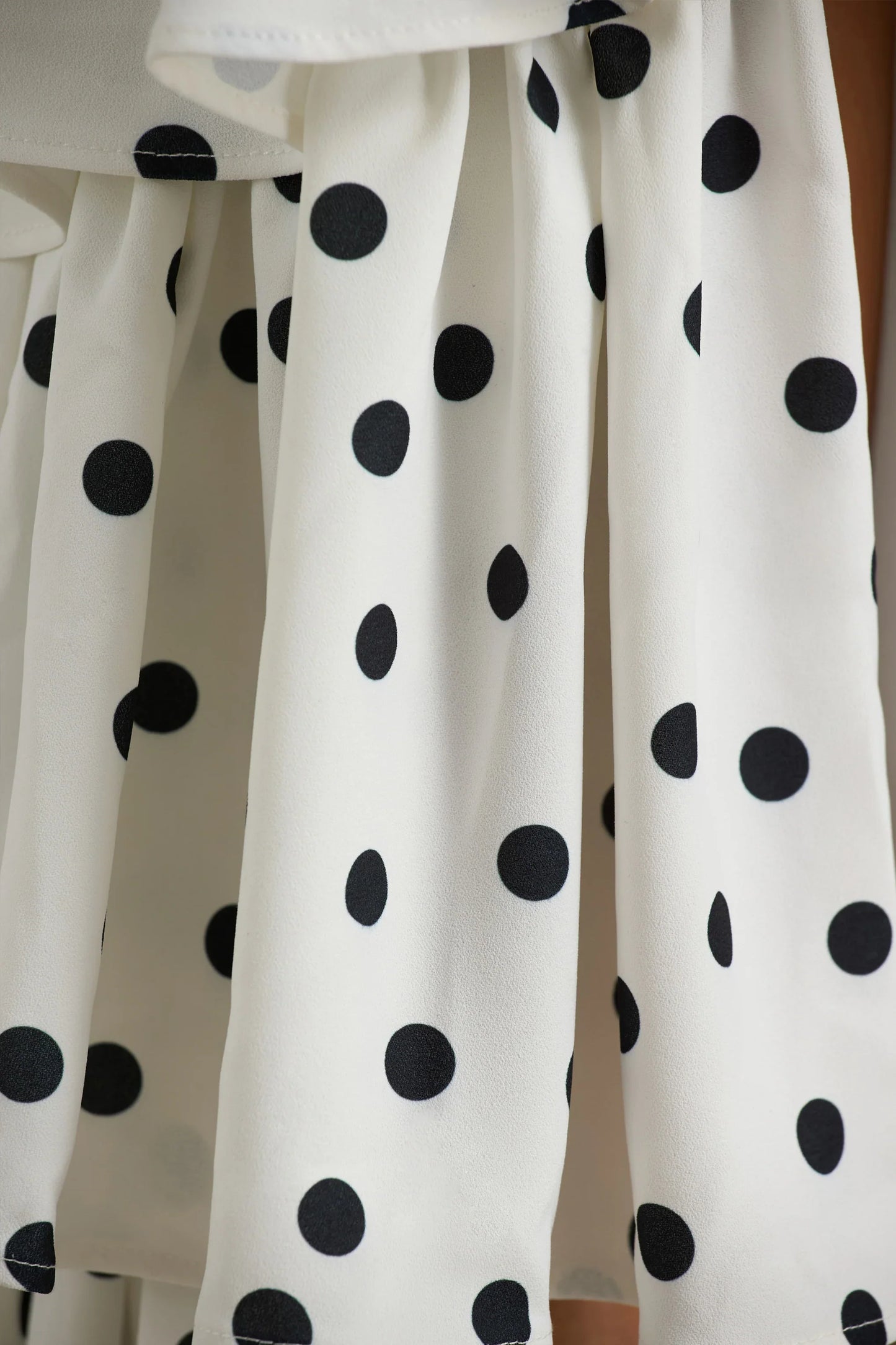 Bogota Polka Dot Plunge Neck Maxi Dress With Ruffling Details And Front High Split