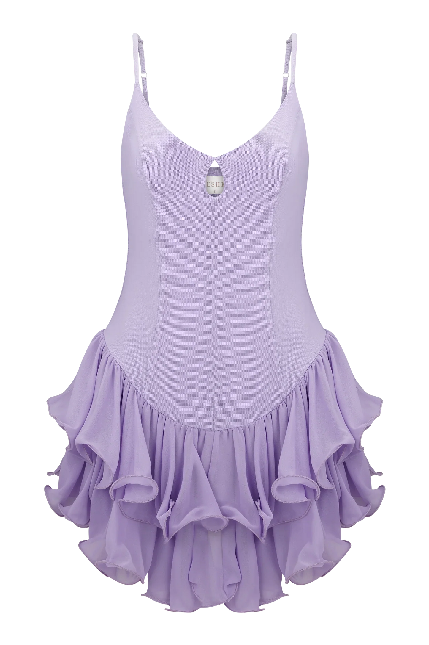 Calantha Ruffle Mesh Mini Dress Lilac