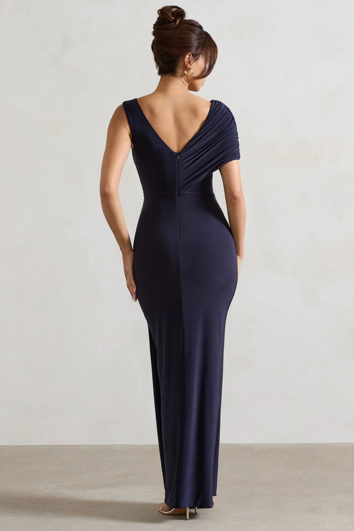 Capella Navy Asymmetric Wrap Maxi Dress