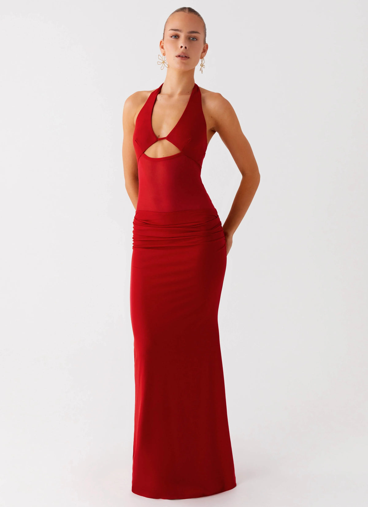 Billen Halter Maxi Dress Red