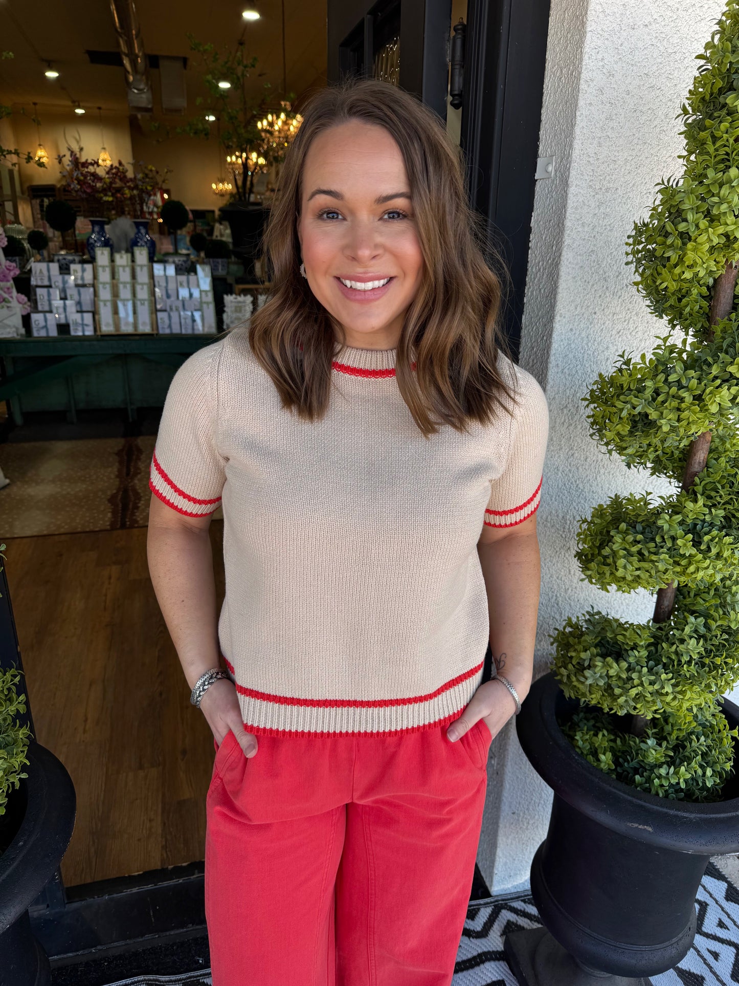 Molly Top - Natural/Poppy