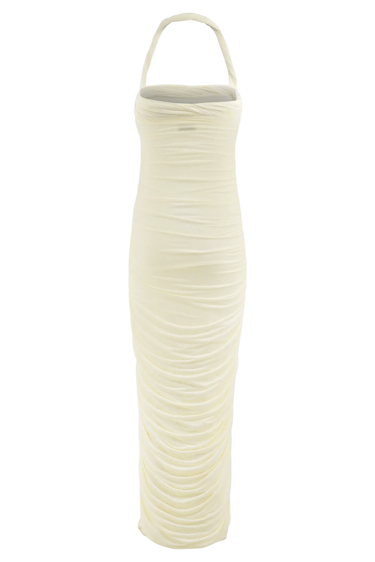 Camila Ruched Halter Midi Dress Ivory