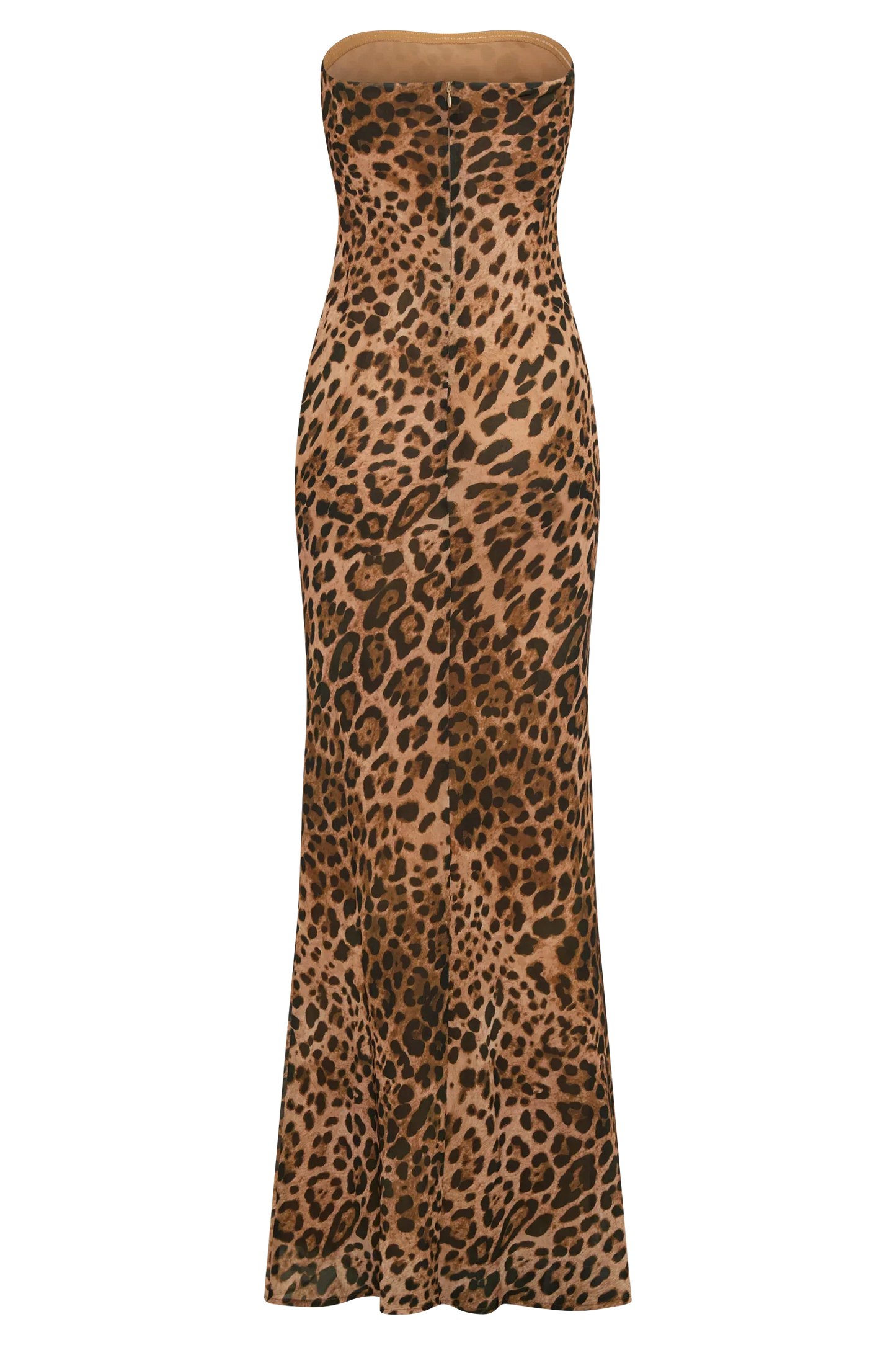 Breanna Strapless Chiffon Maxi Dress Leopard Print