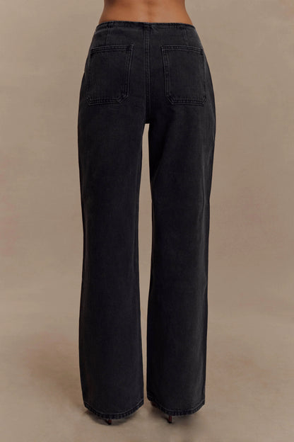 Caitlin Mid Rise Denim Jeans Washed Black