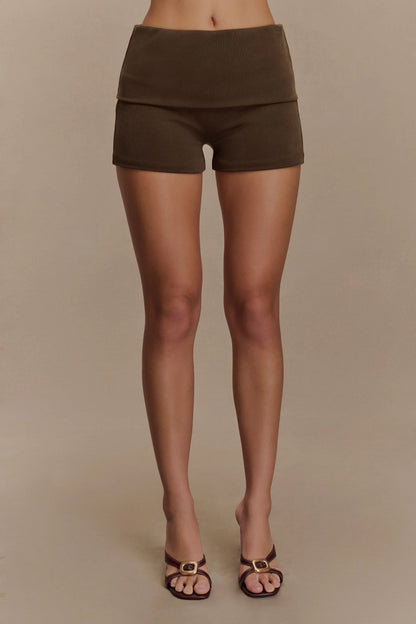 Birdie Fold Over Shorts Chocolate