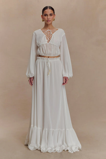 Carlie Chiffon Maxi Skirt Ivory