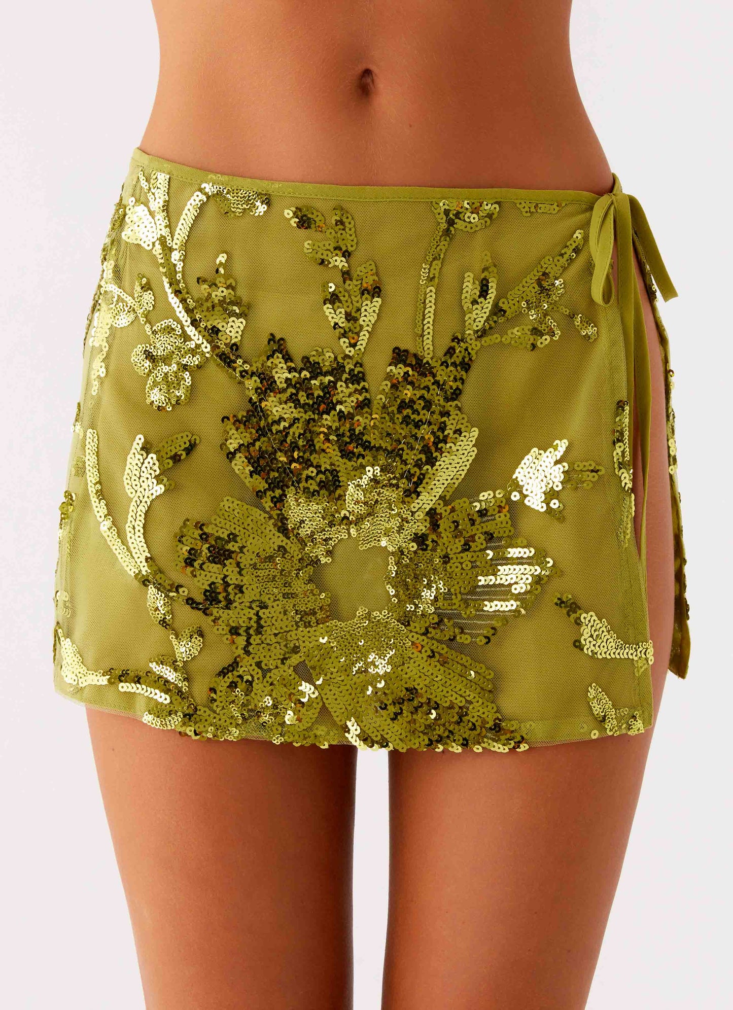 Cancun Sequin Mini Skirt Lime