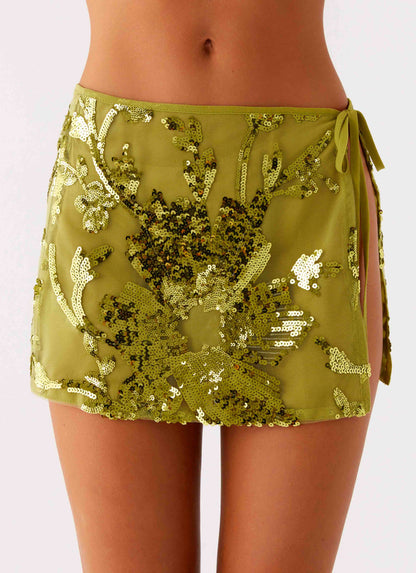 Cancun Sequin Mini Skirt Lime