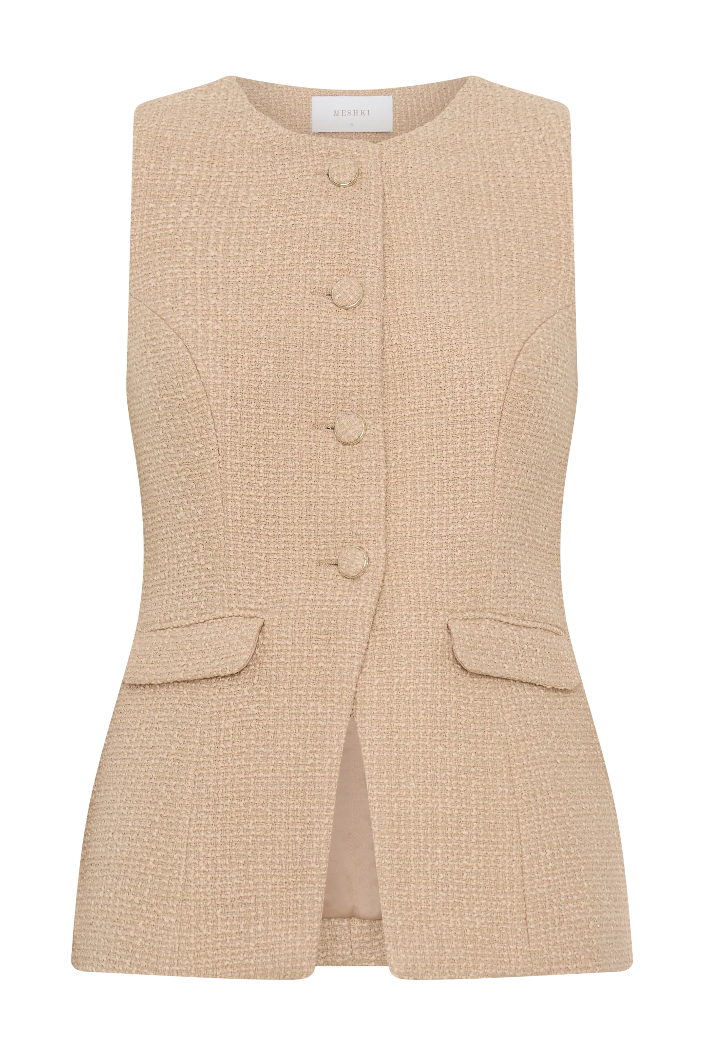 Camilla Boucle Sleeveless Vest Light Taupe