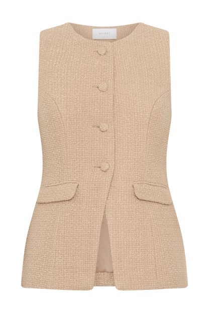 Camilla Boucle Sleeveless Vest Light Taupe
