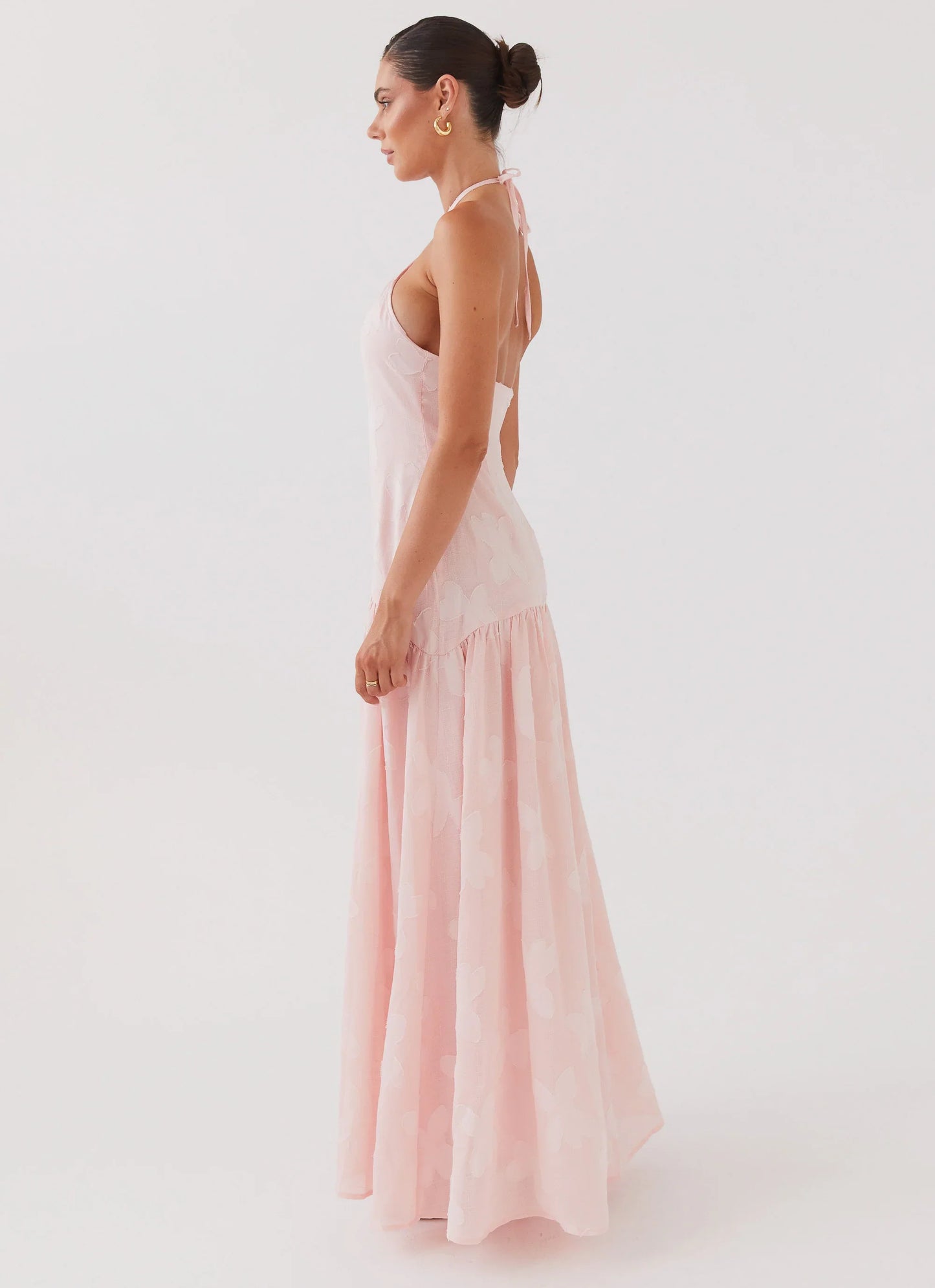 Blushed Cross Neckline Maxi Dress Pink Petal
