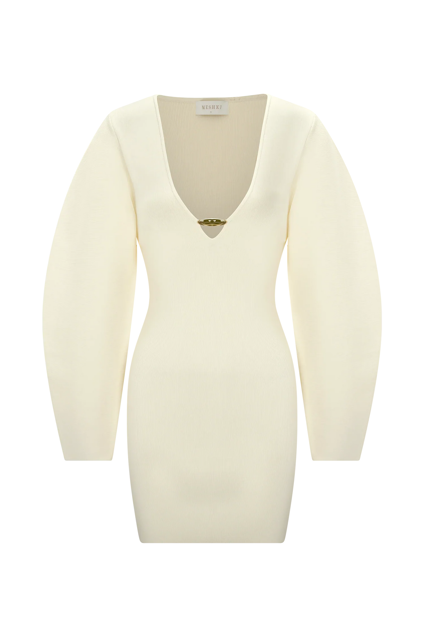 Billy Balloon Sleeve Knit Mini Dress Ivory