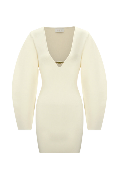 Billy Balloon Sleeve Knit Mini Dress Ivory