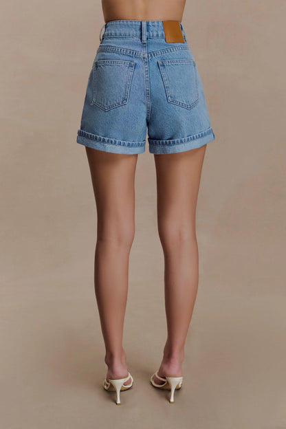 Carlene Cuffed Denim Shorts Classic Blue