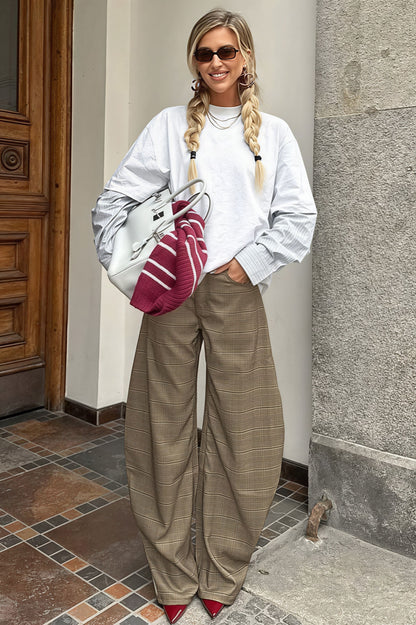 Plaid Elegant Loose Casual Pants