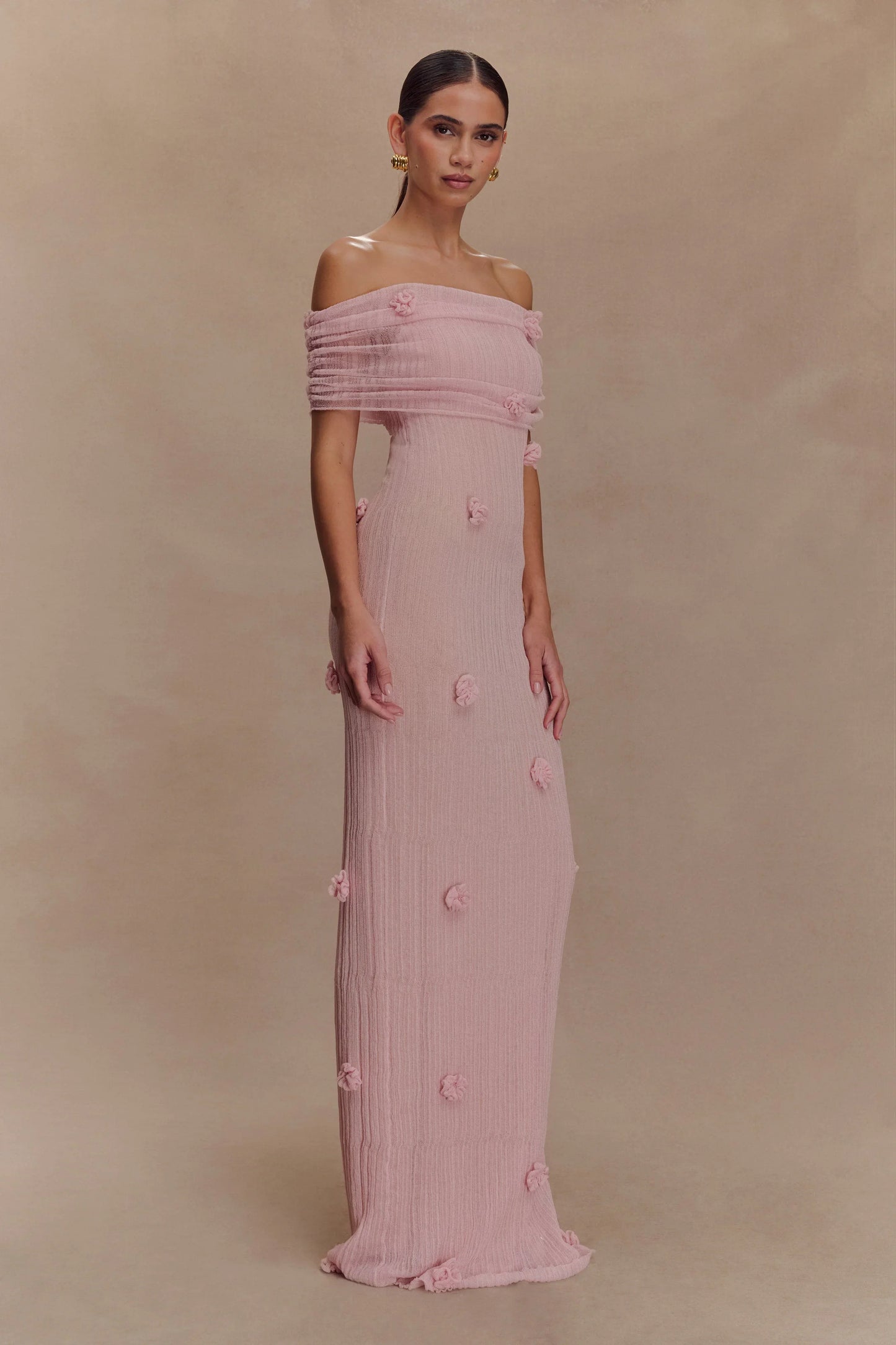 Brynn Orchid Knit Maxi Dress Pastel Pink