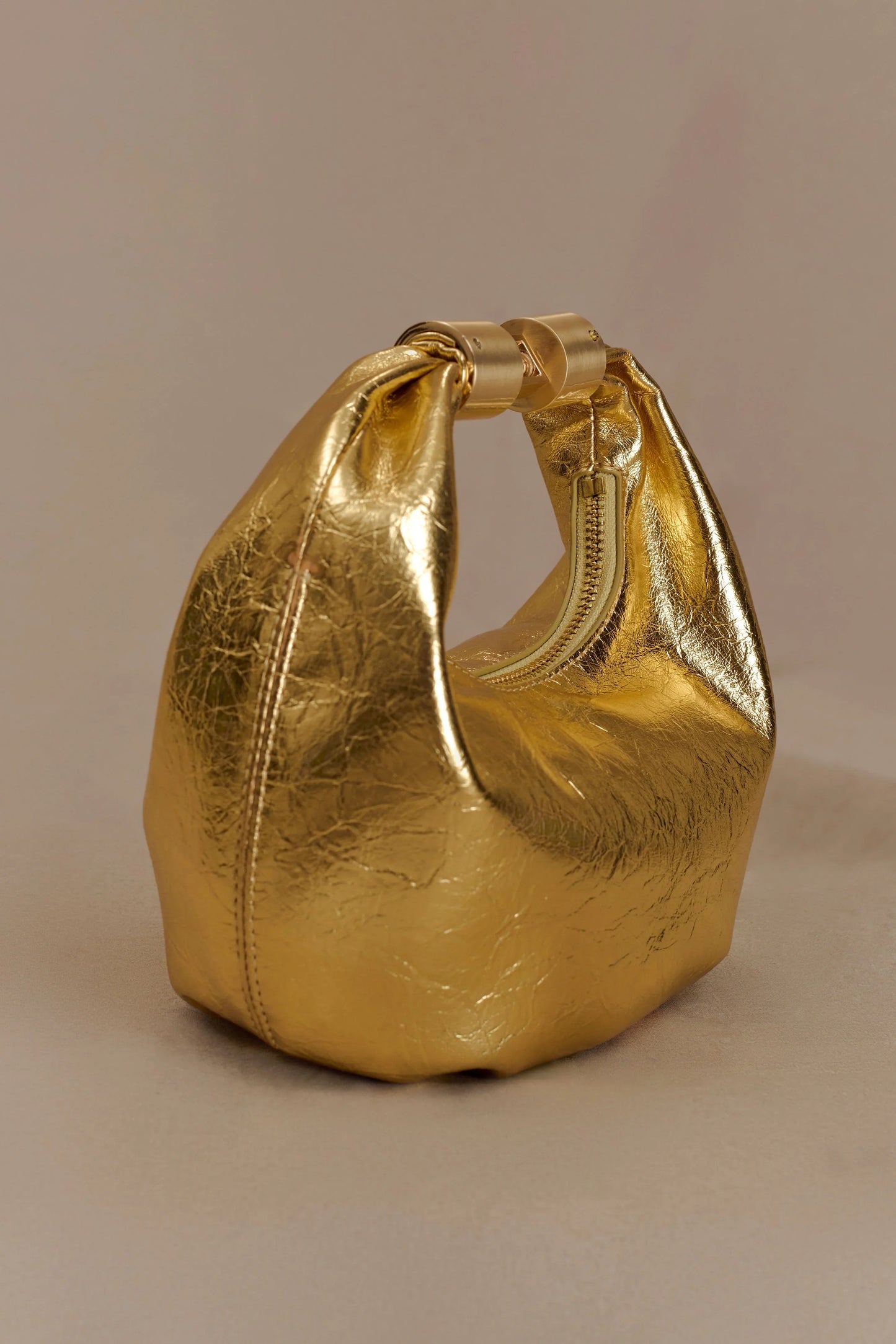 Bristol Mini Croissant Leather Bag Gold