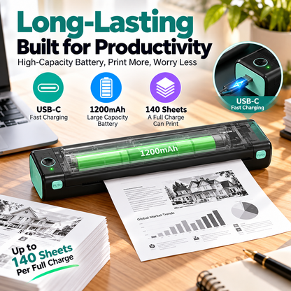 🔥Portable Printer Wireless, Compatible With Phone & Laptop