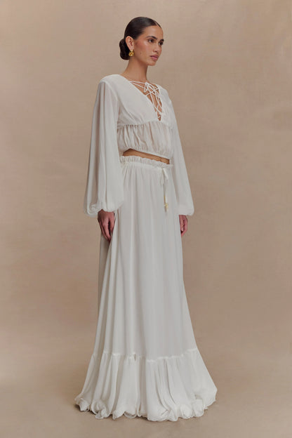 Carlie Chiffon Cross Tie Top Ivory