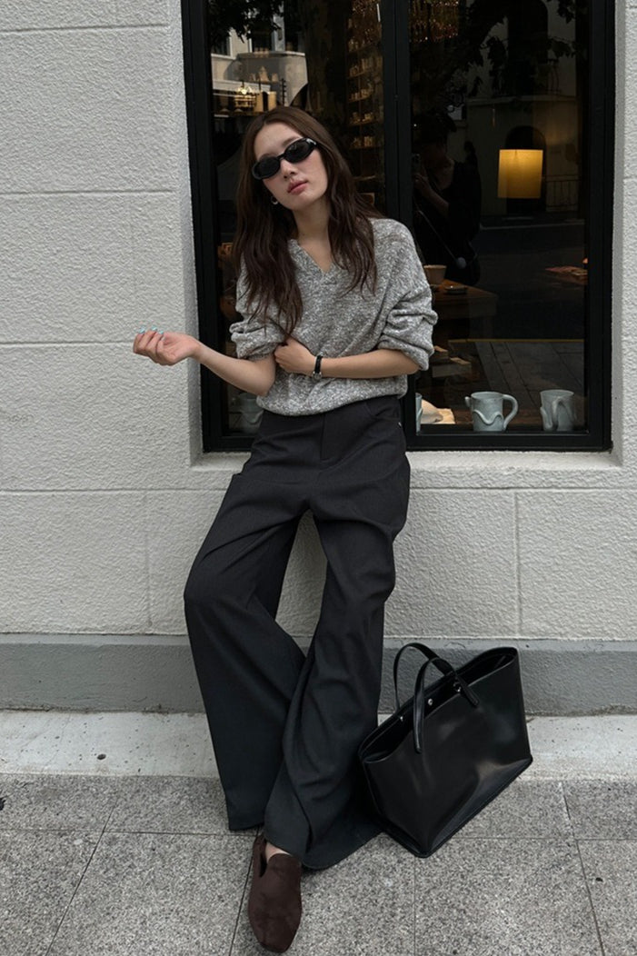 High Waist Drape Wide Leg Tailored Pants