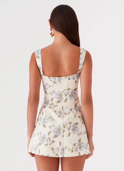 Cadence Mini Dress Yellow Purple Floral