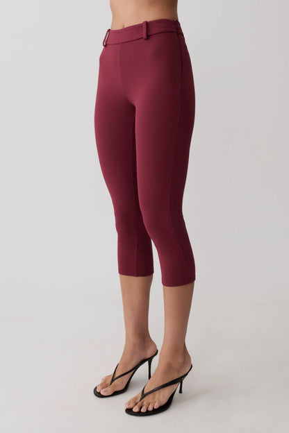 Blanca Stretch Crepe Capri Pants Mahogany