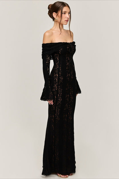 Strapless Lace Mermaid Maxi Dress