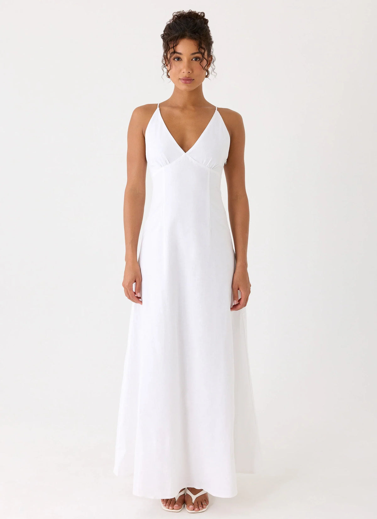 Calianna Linen Maxi Dress White