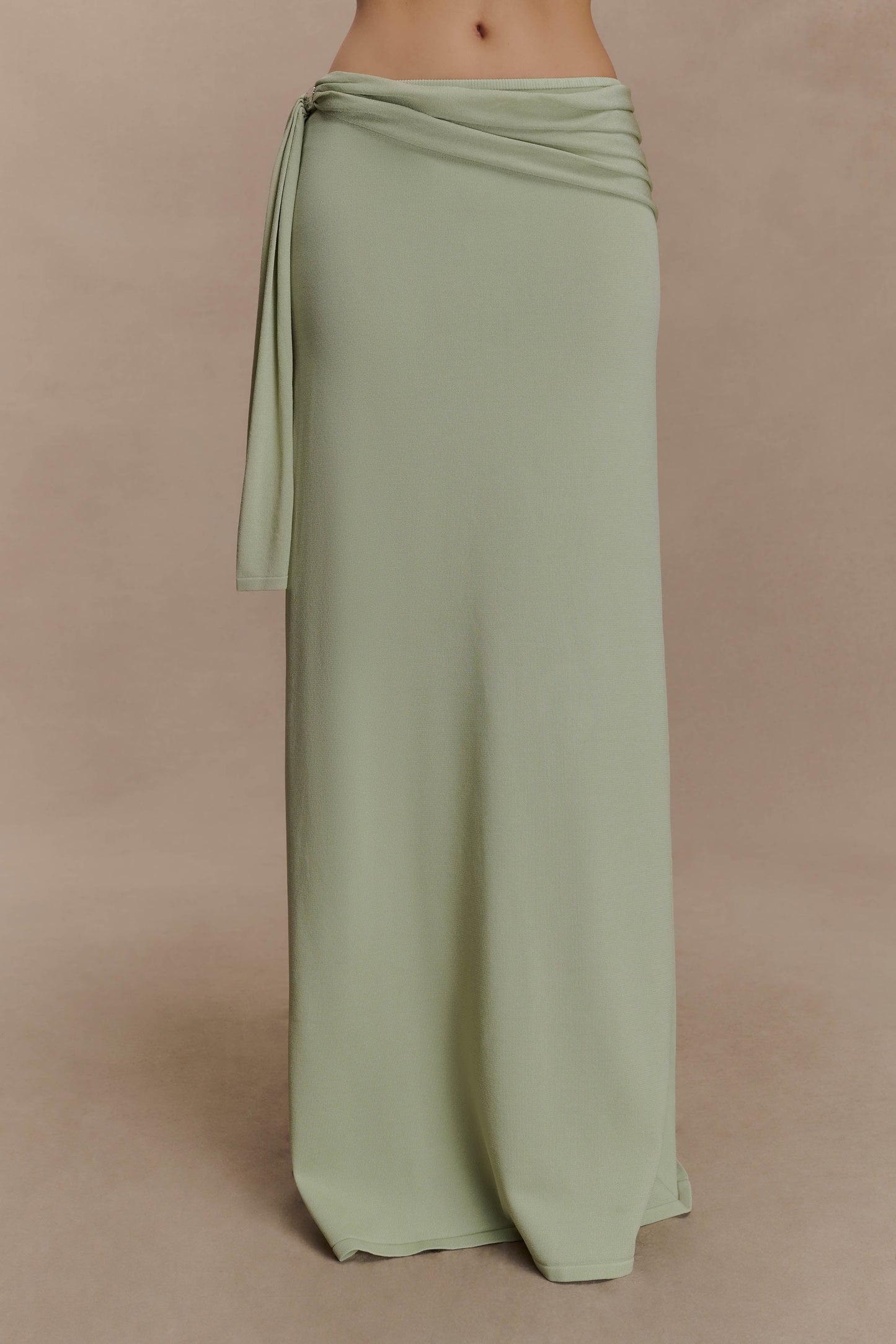 Bowie Low Rise Knit Maxi Skirt Pastel Green