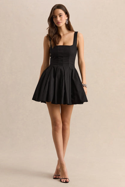 Brioria Black Square Neck Skater Mini Dress