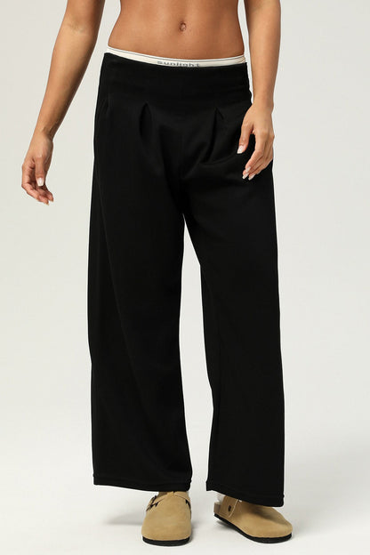 Sporty Casual Box Pleat Loose Straight Dance Pants