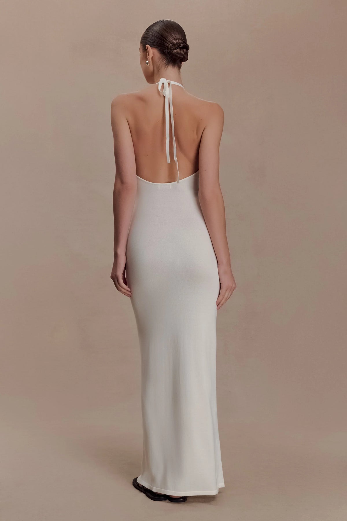 Brock Knit Halter Maxi Dress White