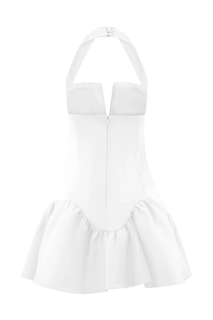Calipso Halter Mini Dress White