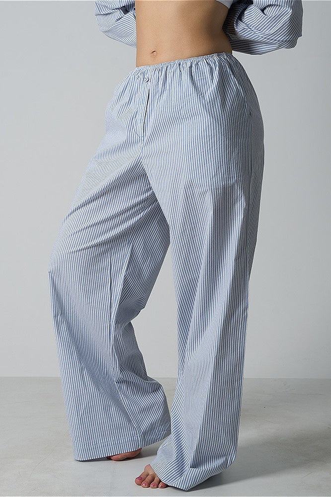 Light Striped Elastic Relaxed Pants