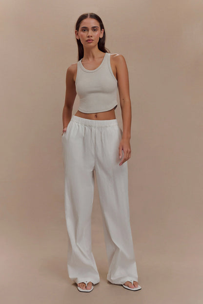 Campbell Cotton Wide Leg Pants White