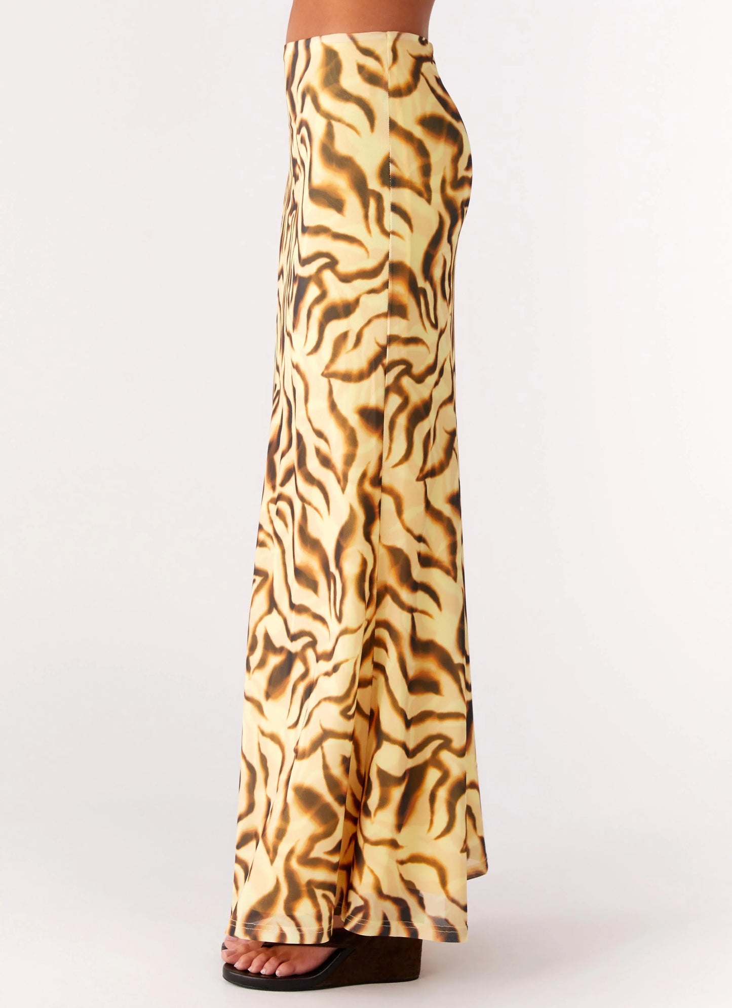 Call Me Low Rise Maxi Skirt Yellow Zebra