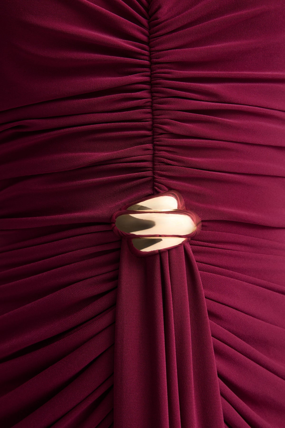 Beverly Burgundy Bandeau Maxi Dress With Gathered Detailing
