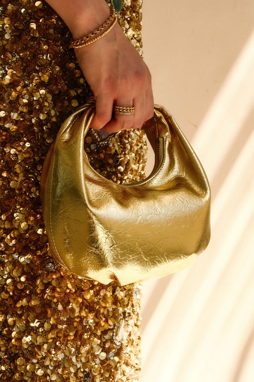 Bristol Mini Croissant Leather Bag Gold