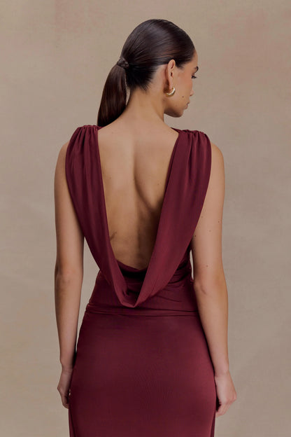 Bridget Slinky Cowl Back Top Burgundy